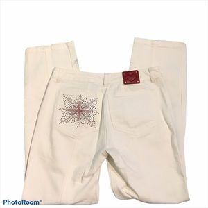 Escada White Jeans w/Rhinestone Back Pocket